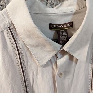 Cubavera panel insert bowling shirt - cream